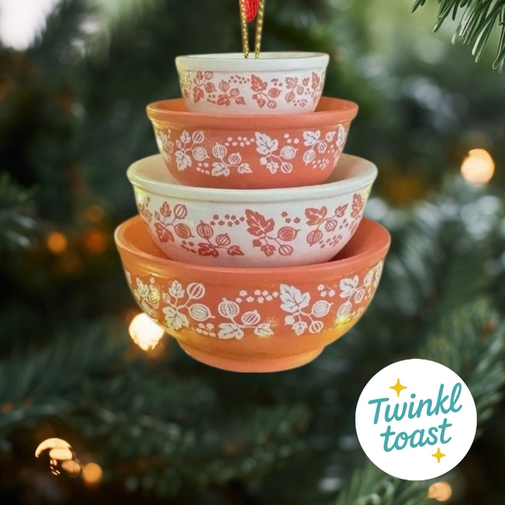 Pyrex Inspired Mixing Bowls - Gooseberry- Ornament by Twinkltoast